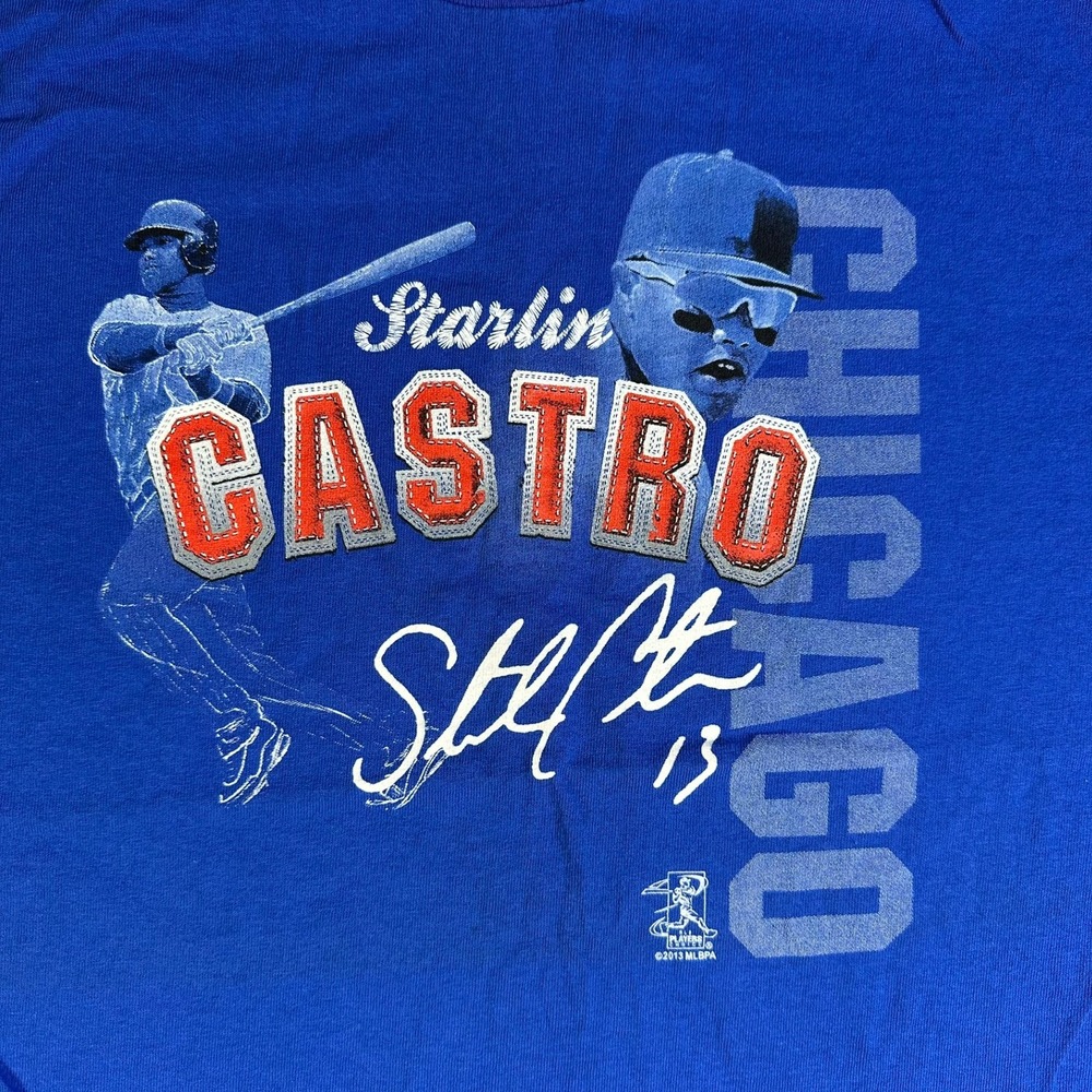 Delta Pro Weight Starlin Castro Chicago MLBPA Graphic T-Shirt Mens Large Blue - Picture 8 of 8